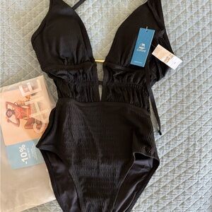 Cupshe Elegant Black Kids One Piece Swimsuit